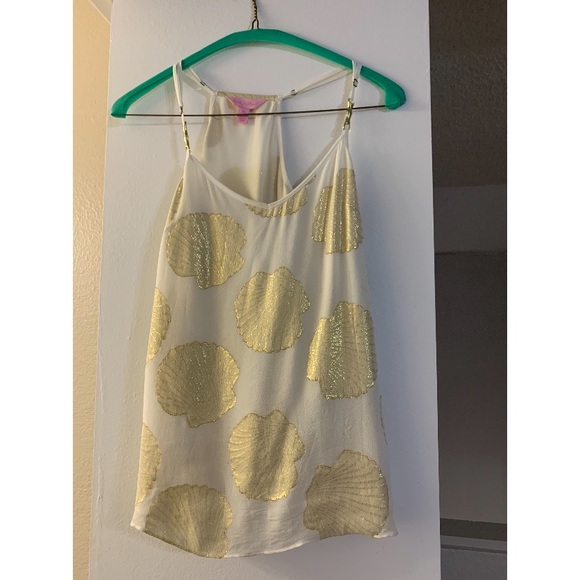 Lilly Pulitzer Gold Shell Tank Top RARE Print - Picture 2 of 3